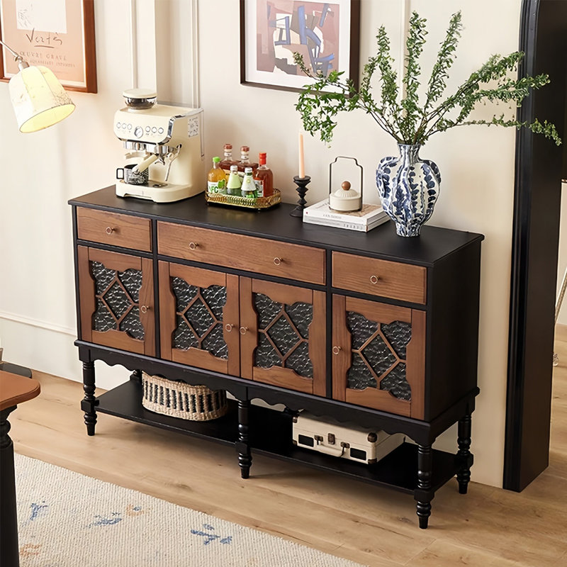 Mid ancient style solid wood sideboard cabinet