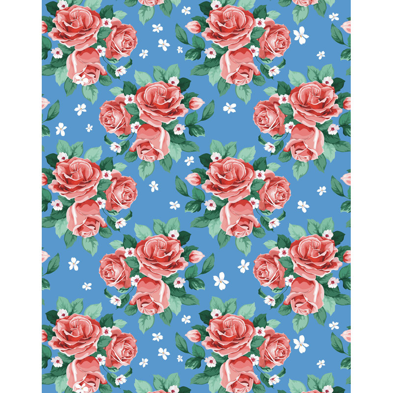 Vibrant Floral Wallpaper, Blue