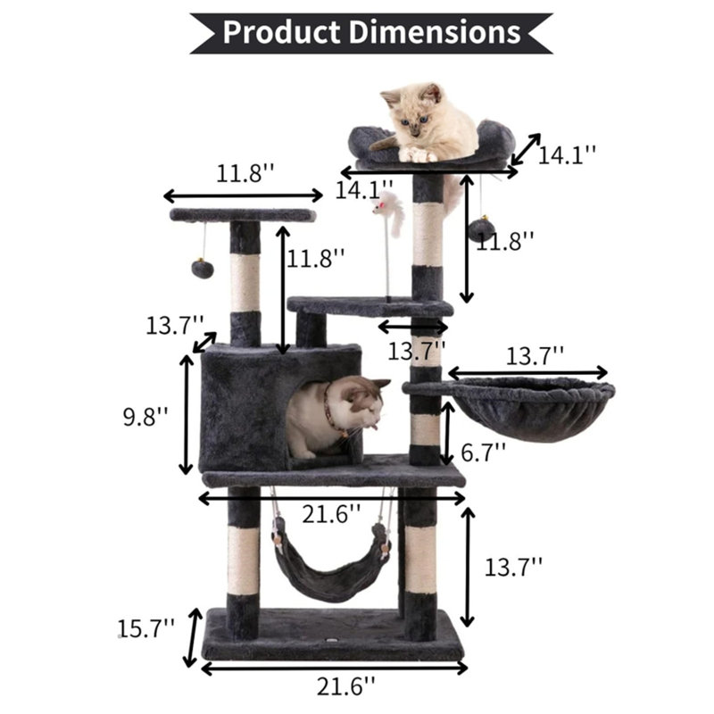 Deniene 45.2'' H Cat Tree, Deep Gray