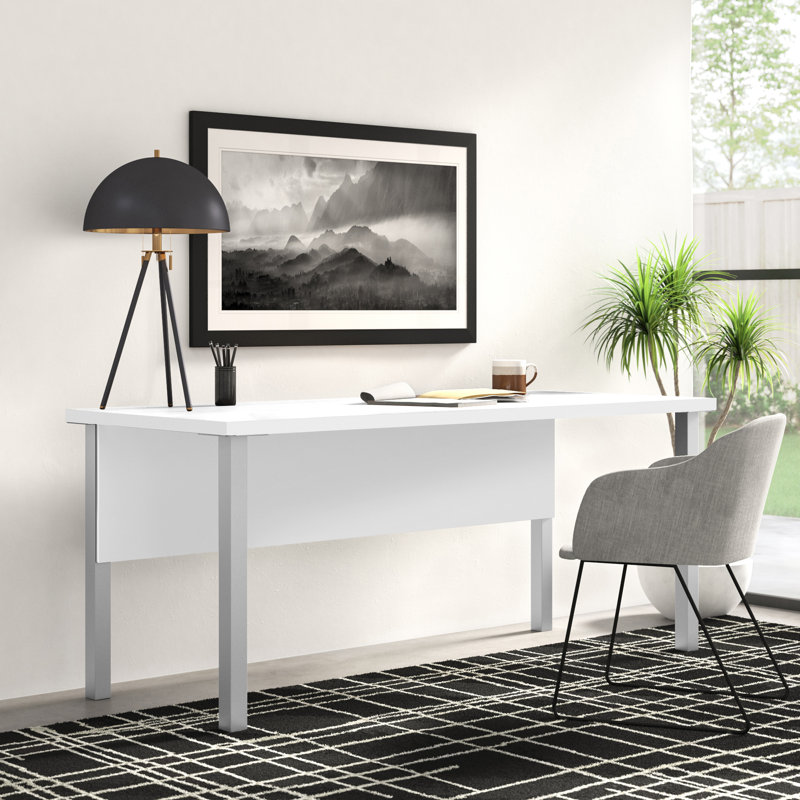 Idael Desk with Square Metal Legs, 72W, White