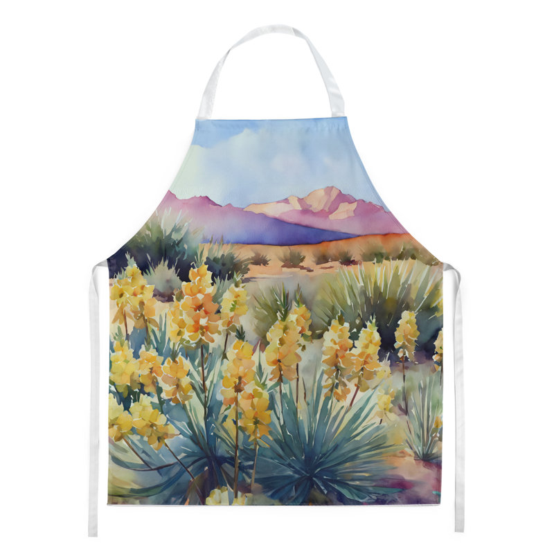 Iris du Tennessee en tablier aquarelle, Jaune / bleu, fleur de yucca du Nouveau-Mexique