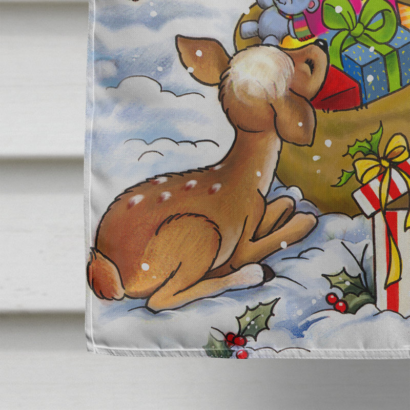 Drapeau de jardin presents2 à la main père noël, H 15 po x l 11 po