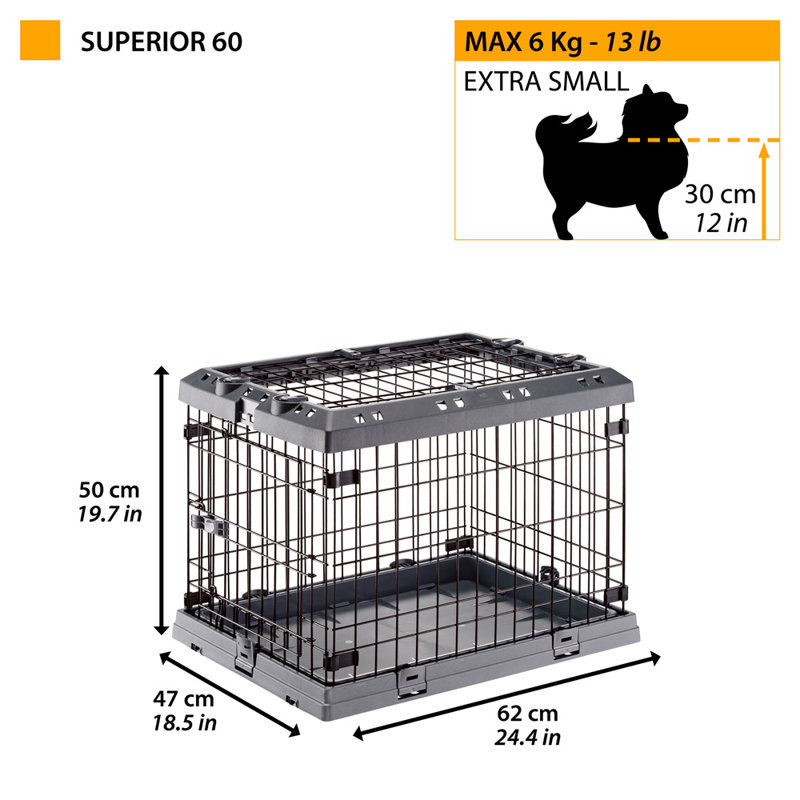 Pet Crate with 3 Doors, 50cm H x 47cm W x 62cm D