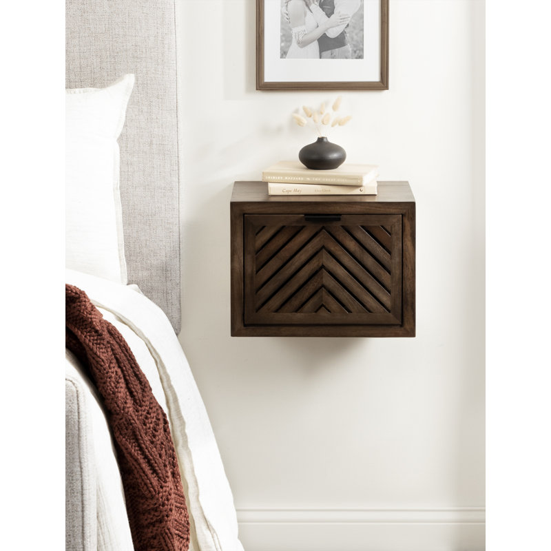 Wood Floating Side Table, Tan