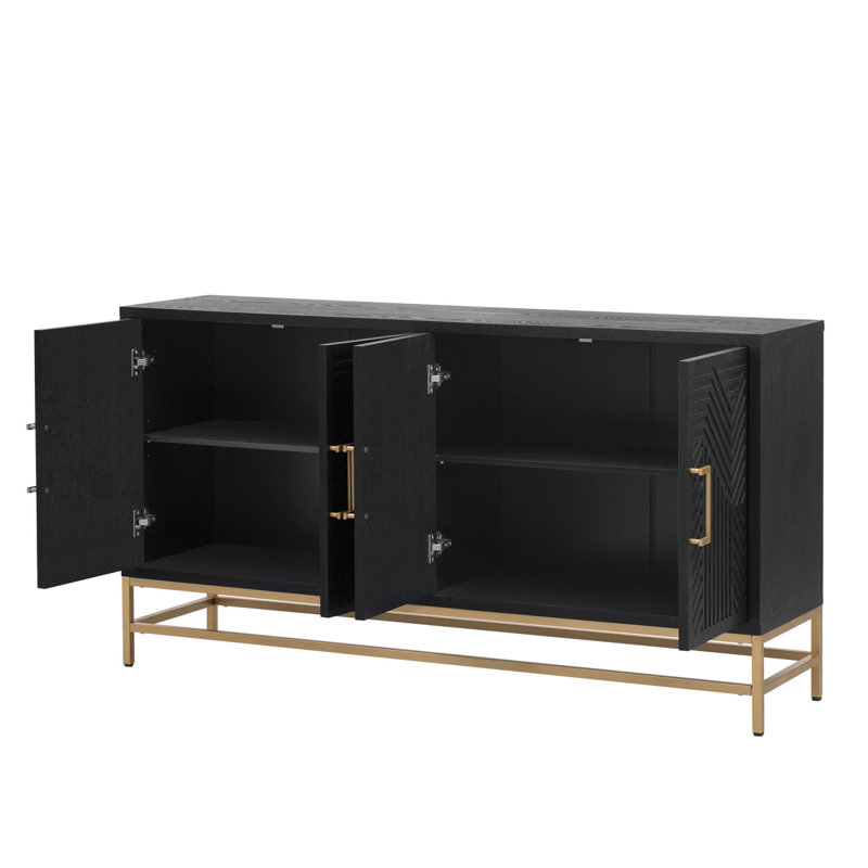 Buffet Aviva 59,8 avec tablettes réglables, poignées et pieds rectangulaires en métal, armoire de salle à manger, table buffet