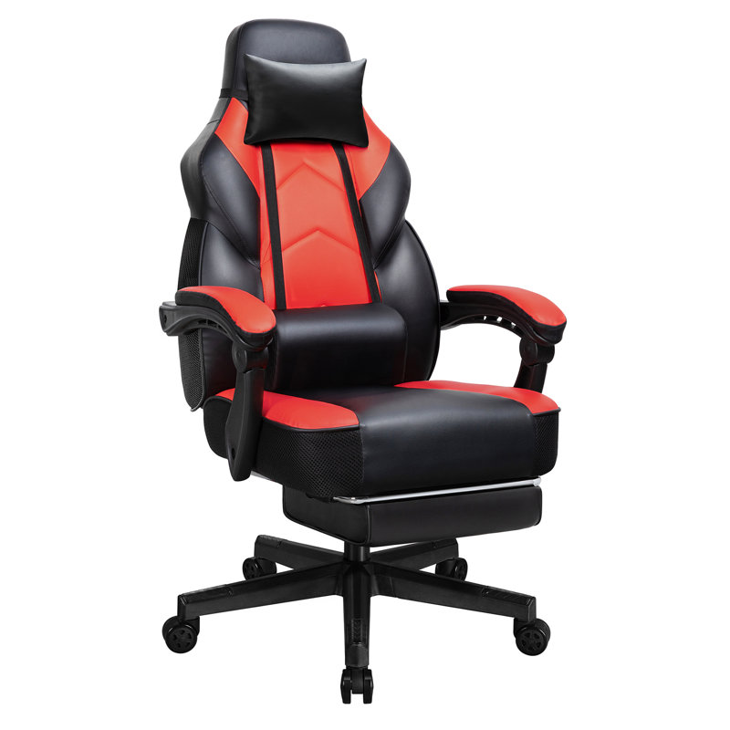 Adjustable Reclining Gaming Chair, Ergonomic Faux Leather Swiveling PC & Racing Computer Chair with Footrest and Lumbar Support