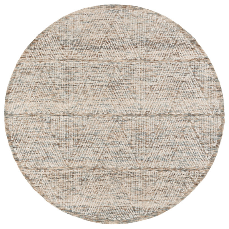 Abstract Hand Tufted Wool; Cotton Geometric Indoor Rug, Round 6'