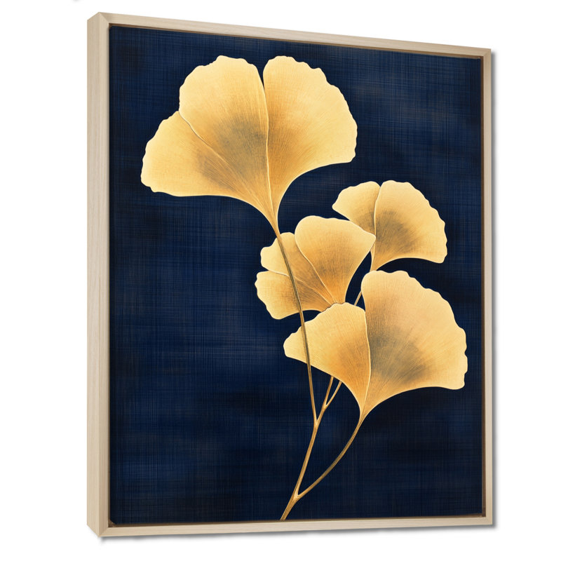 Ginkgo doré minuit - Affiche encadrée botanique, H 40 po x l 30 po, Cadre naturel flottant