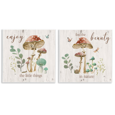 «Enjoy Beauty Mushroom», ensemble de 2 plaques murales par Nan