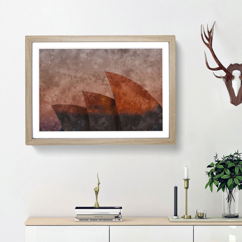 The Sydney Opera House - Picture Frame Painting Print, 45cm H x 63cm W x 2cm D, Oak Framed