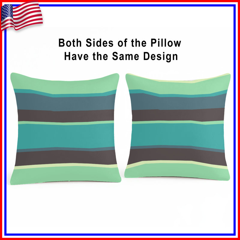 Coussins décoratifs multicolores à rayures horizontales double face, 16 x 16 pouces