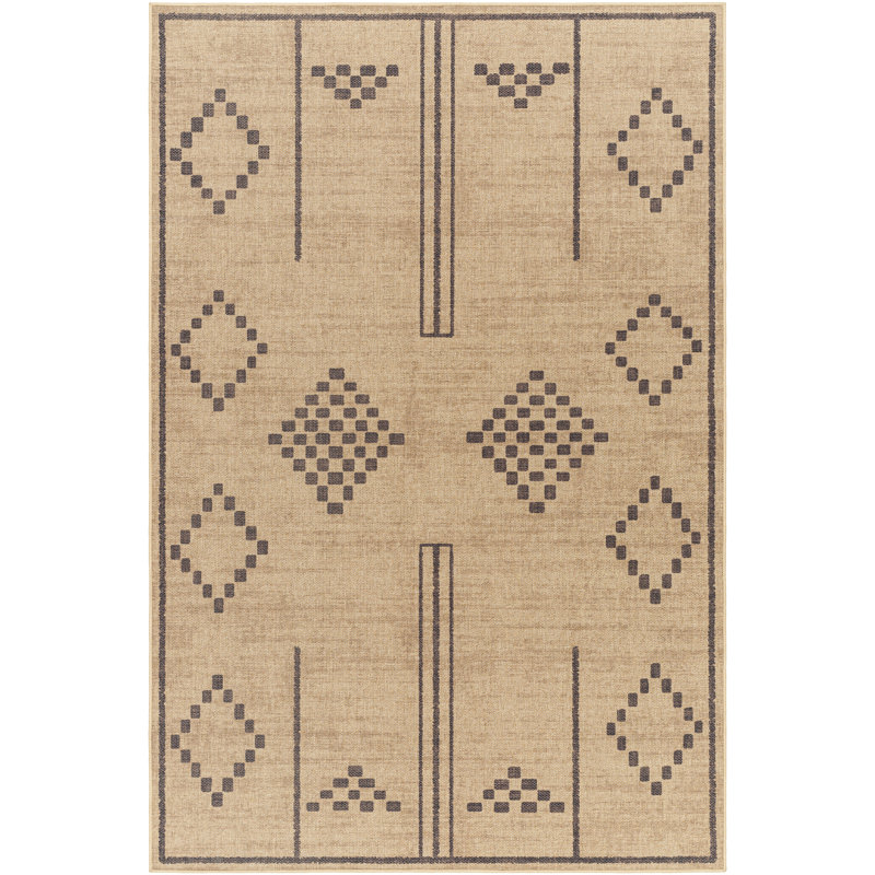 Norman  Moroccan Machine Washable Tan Area Rug, Rectangle 4' x 6'