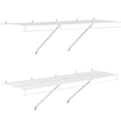 Ensemble de tablettes murales 4 pi avec 2 tablettes de rangement flottantes robustes en acier au carbone avec revêtement pour le garde-robe de la chambre à coucher Garage 40 lb