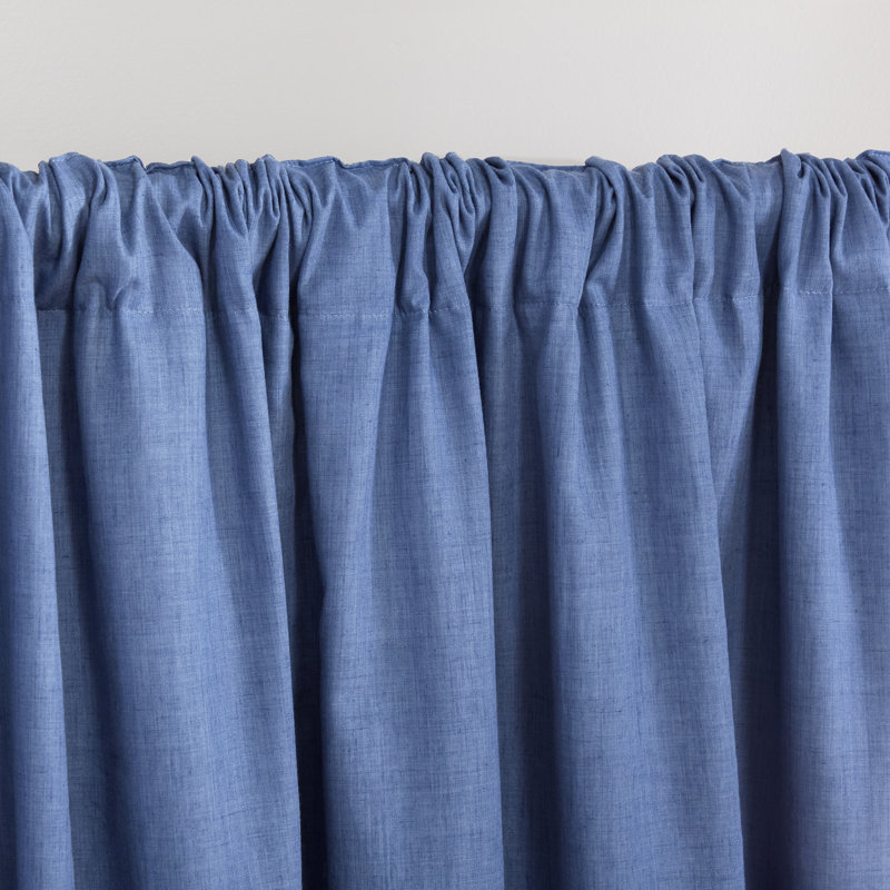 Lauren Ralph Lauren Tyler 100% Blackout Cotton Blend with Lining Back Tab/Rod Pocket Curtain Panel, 50" W x 84" L, Slate Blue