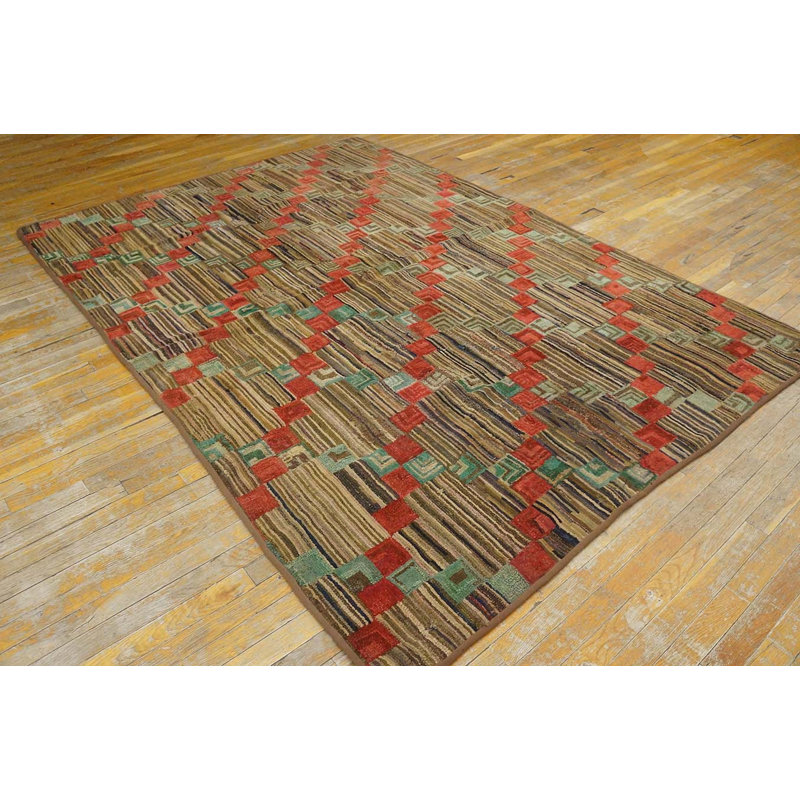 Antique American Hooked Rug American Multicolor 1900s Multicolor