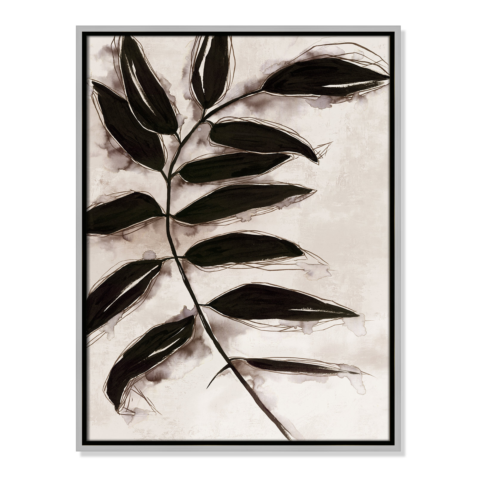 Leaves "Leaves II" Print, 25.5" H x 19.5" W x 2" D, Silver Framed