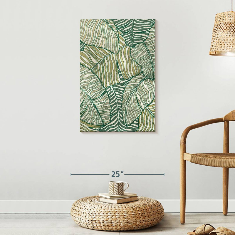 Feuille de bananier à feuilles sur toile, H 30 po x l 20 po x P 1,25 po