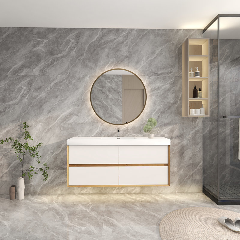 Ensemble de meuble-lavabo simple 59 po, Blanc brillant