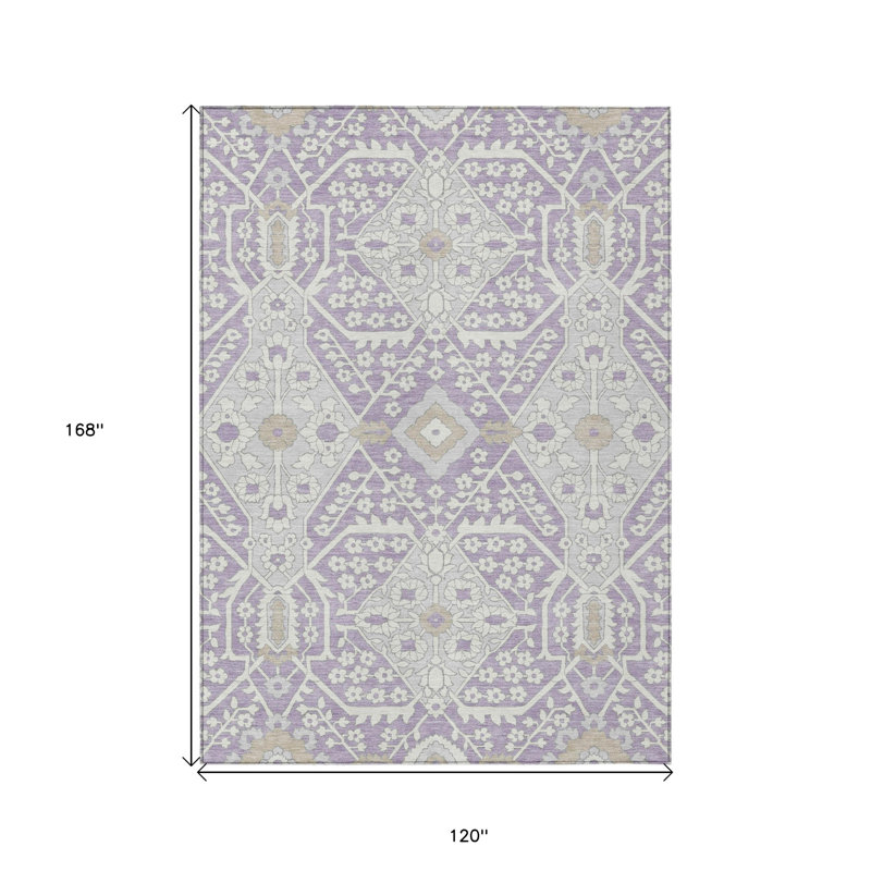 Tapis d'intérieur lavable à motif floral gris 10 pi x 14 pi