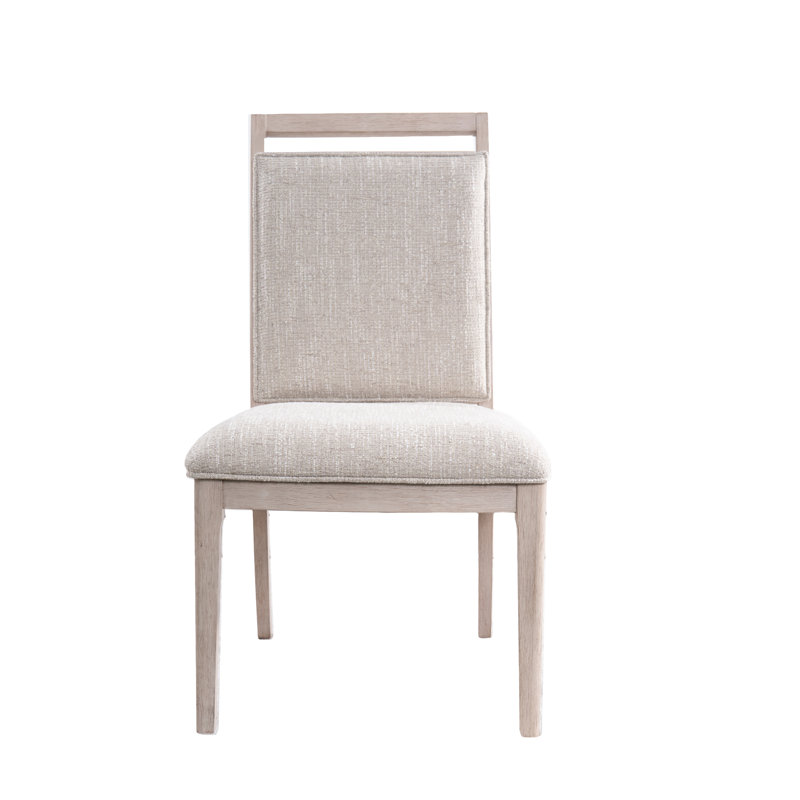 Upholstered Dining Chair with Light Wood Finish