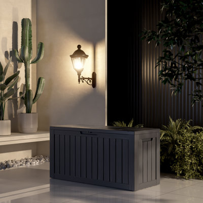 Emperic Design 80 Gallons Water Resistant Resin Lockable Deck Box in Black by Emperic Design