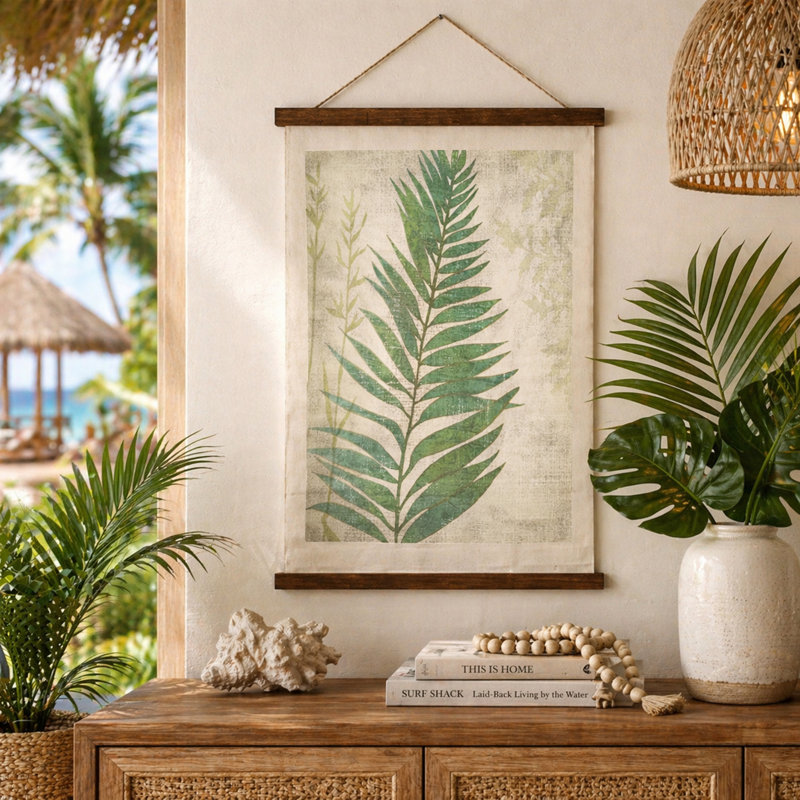 Fern Leaf Scroll Cotton Tapestry