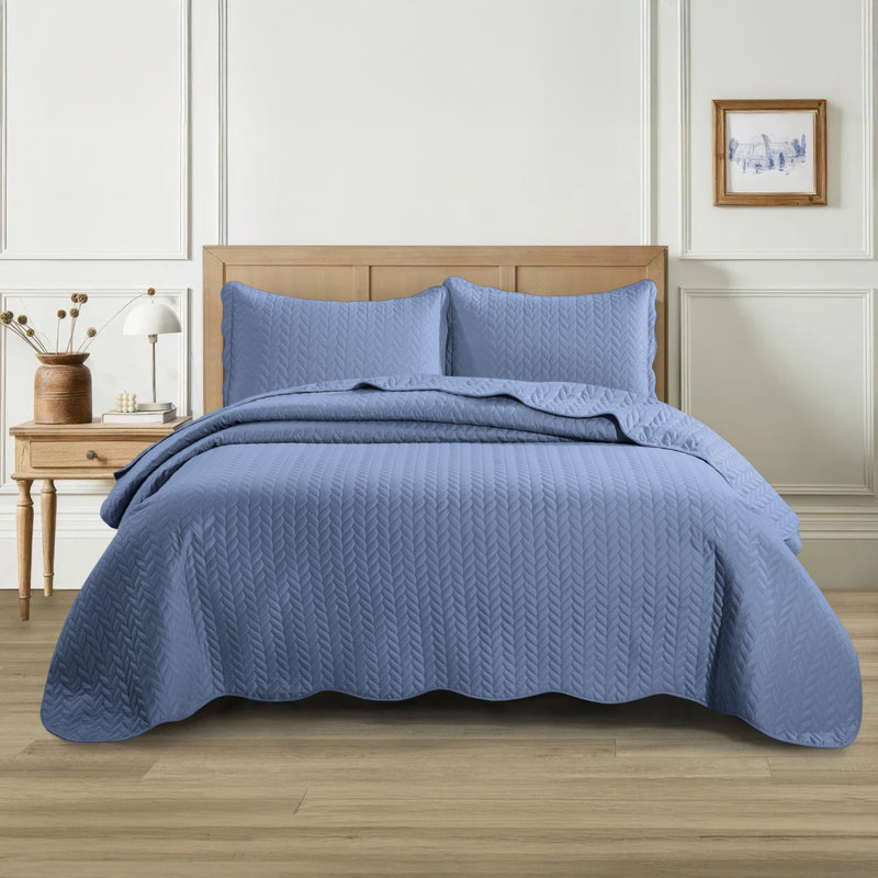 Ensemble de couvre-lit matelassé embossé - Couvre-lit en microfibre ultra doux avec taies décoratives, literie de style hôtel pour tous les lits