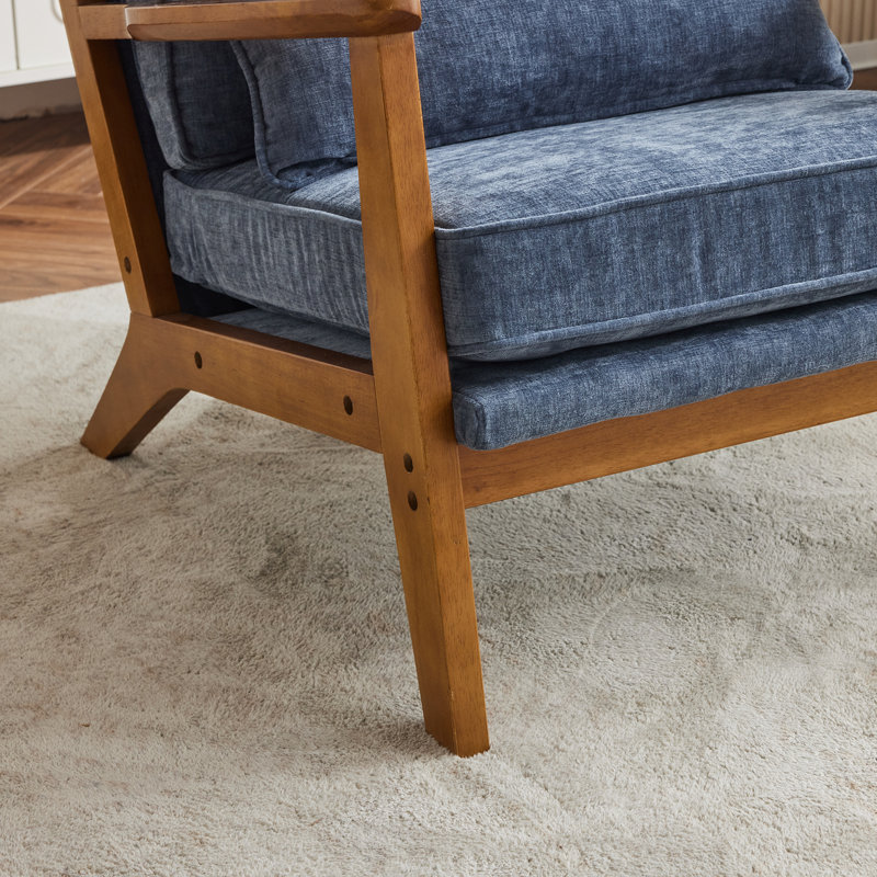 Upholstered Armchair, Blue Linen