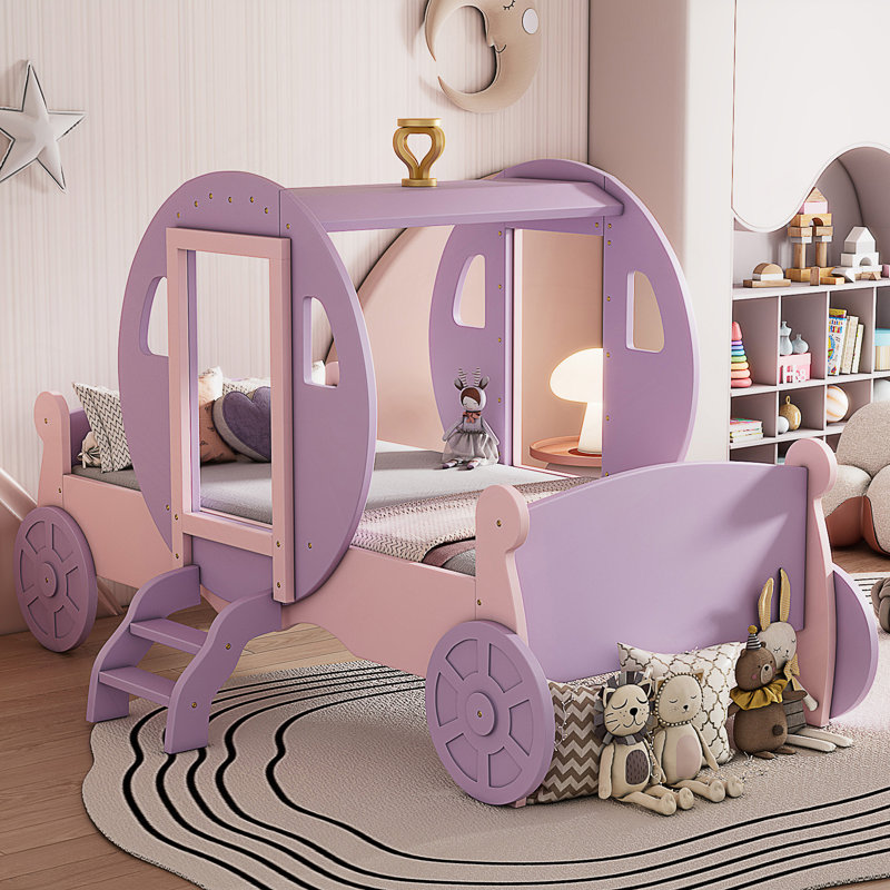 Lit simple de style princesse avec couronne, Rose
