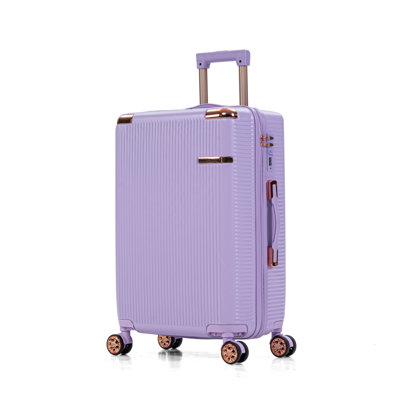 Hard luggage, 360 ° dual rotating four-wheel luggage, password lock, lightweight universal wheel luggage, portable luggage,4-piece (Purple)