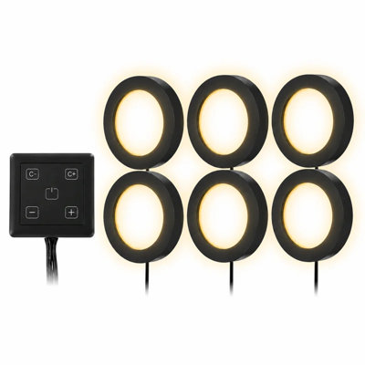 V4Light 6-Pack 6Mm Ultra-Thin Led Puck Lights, Touch Dimmer, 2700K-6500K Adjustable Color Temp For Kitchen & Closet