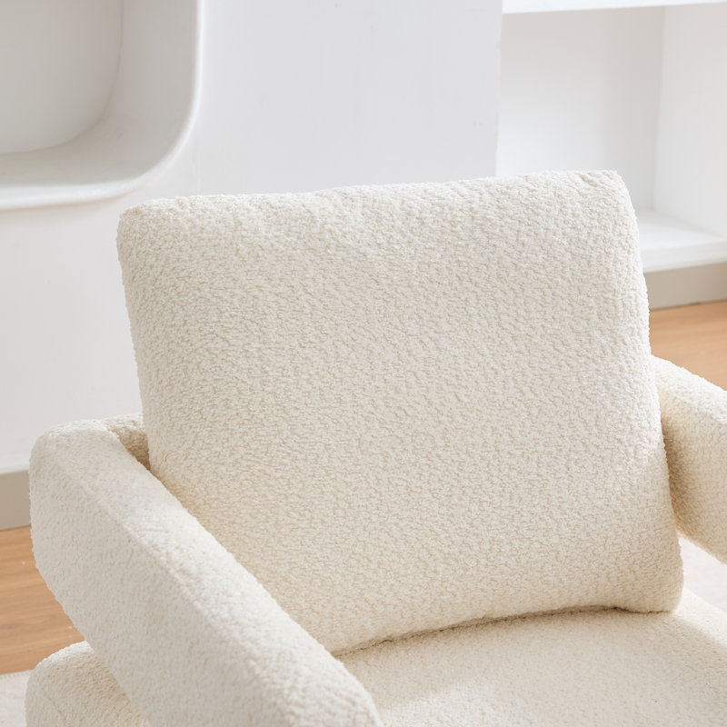 29.12" W Pillow Back Hollow Arm Swivel Accent Armchair (Set Of 2), Beige Polyester
