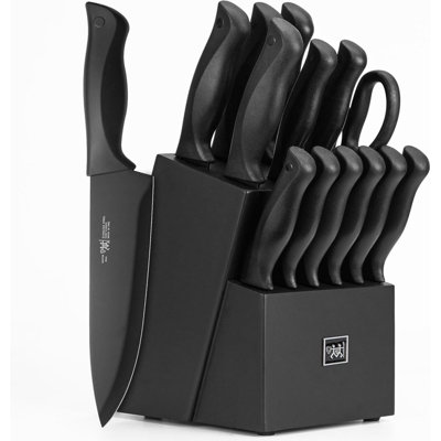 Knife Set, 15 Pcs Kitchen Knife Set With Block Self Sharpening, Dishwasher Safe, Anti-Slip Handle