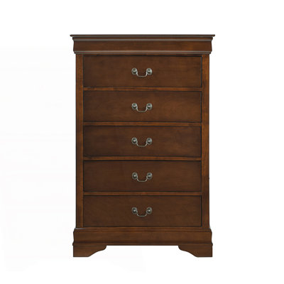 Traditional Design 1Pc Chest Of 5 Drawers With Drop Handles, Bedroom Dresser
