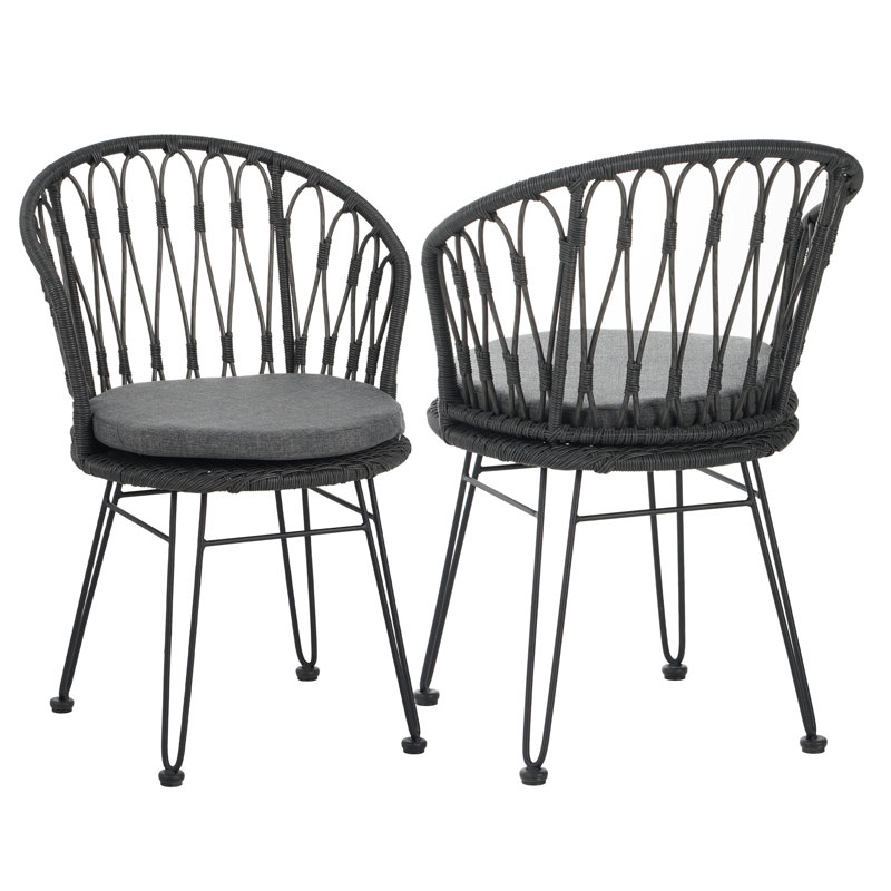 TAVON Chairs (2pc) - with Luxurious Cushions, Grey, Grey