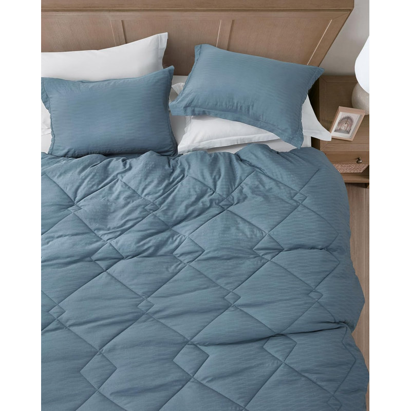 Blue Queen Microfiber Reversible Comforter Set