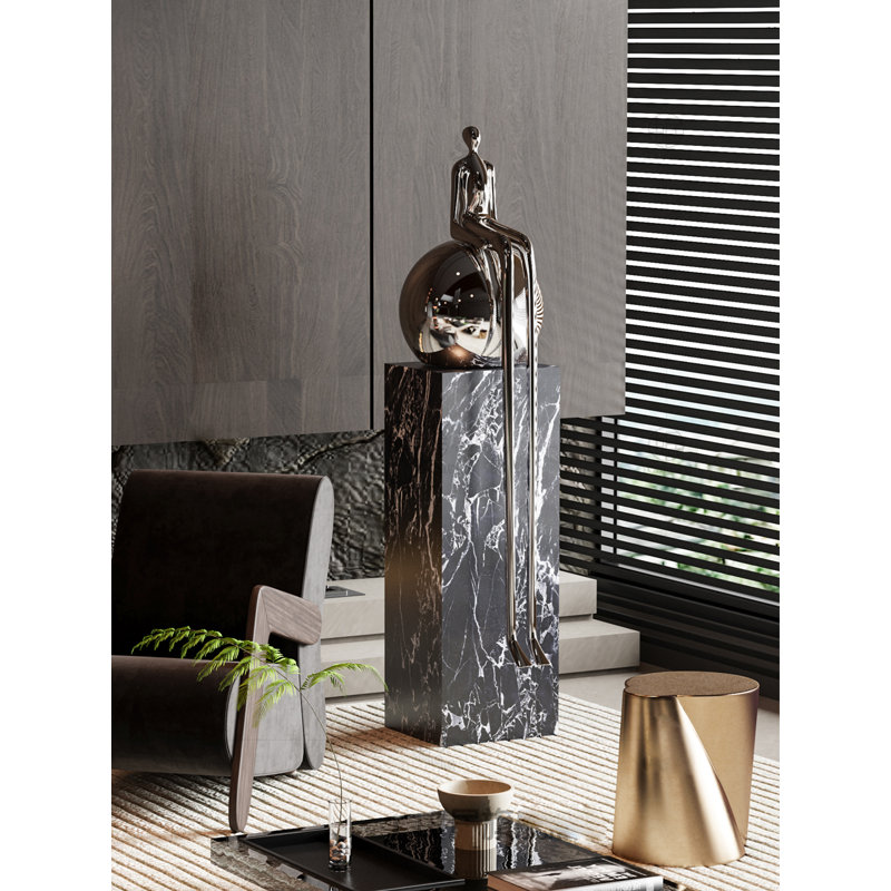 Sculpture électrolytique en fibre de verre minimaliste, Argent argent