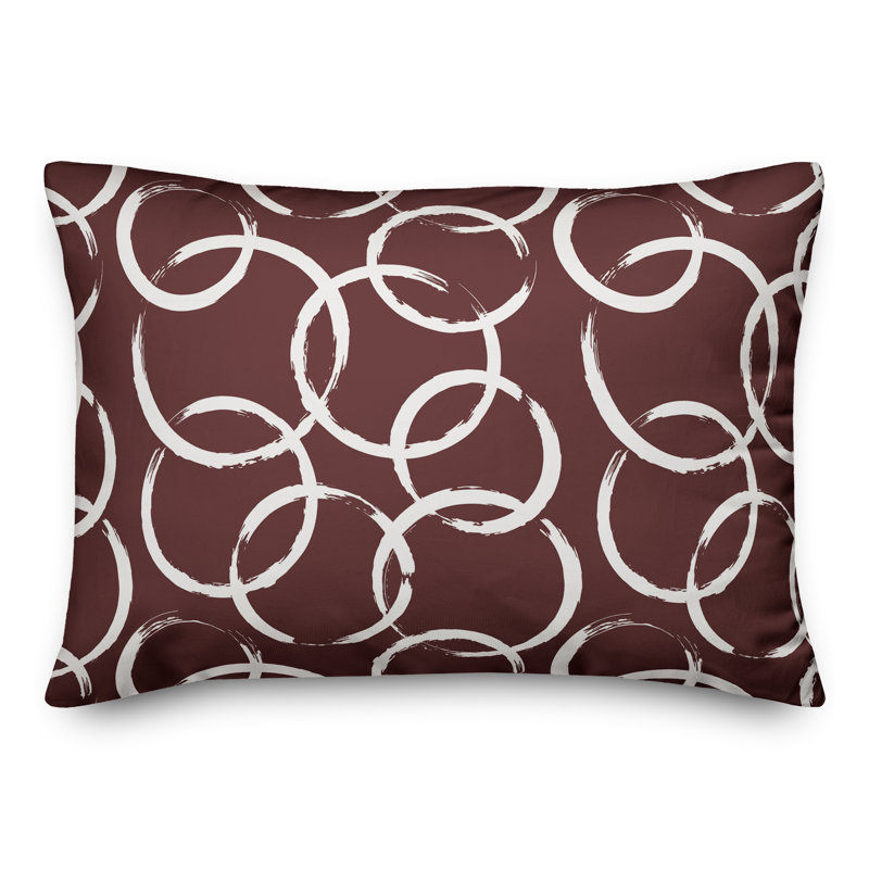  Coussin décoratif géométrique intérieur / extérieur en polyester, H 14 po x l 20 po, Marron