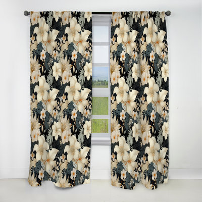 Neutre Mirage motif tropical - rideau floral - rideau occultant floral - 1 panneaux