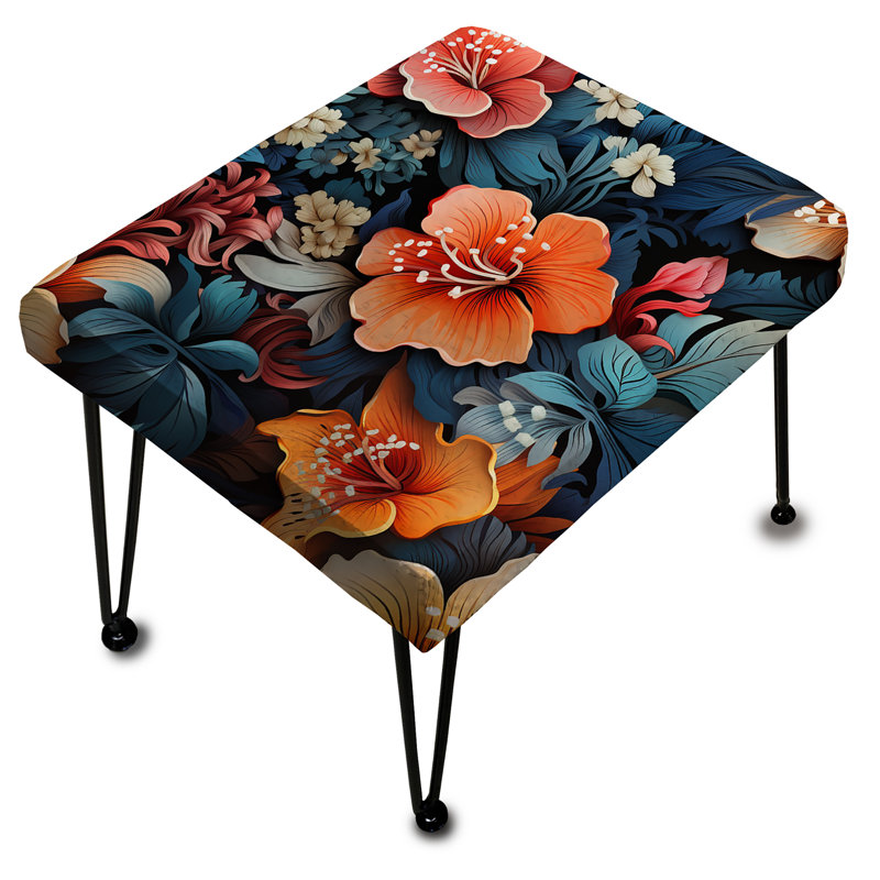 Exotic Orange Hibiscus Floral Paradise - Floral Rectangle Ottoman