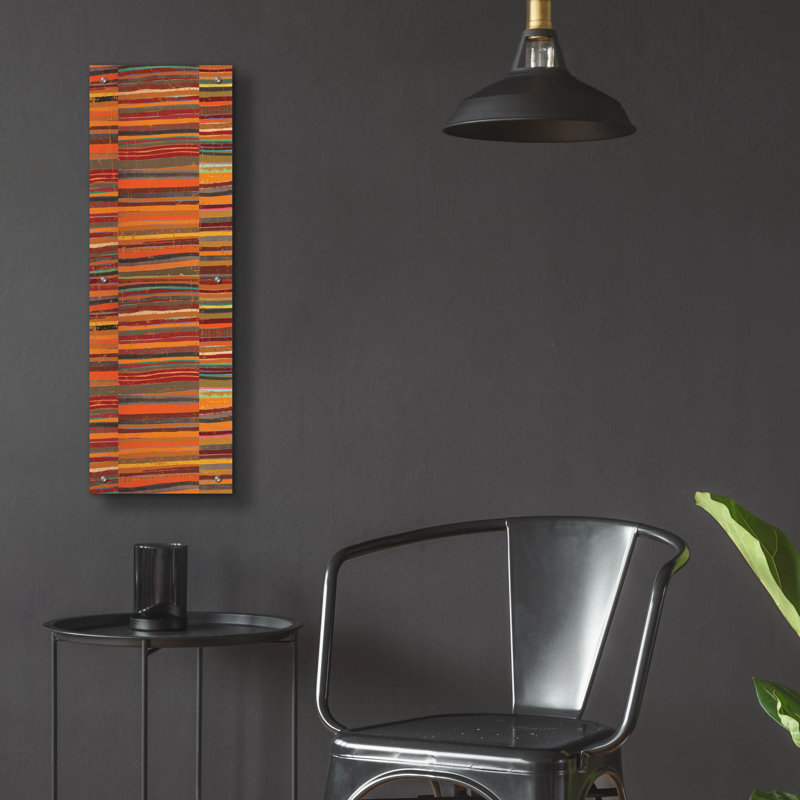  «Spice Stripes Panel 2» par Cheryl Warrick, art mural en verre acrylique, 12 po x 36 po