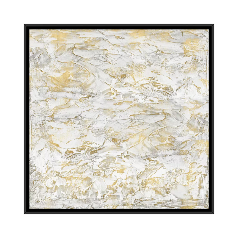 «Textural with Gold II», impression sur toile, H 18 po x l 18 po x P 1,5 po, Toile avec cadre noir, Pas de tapis