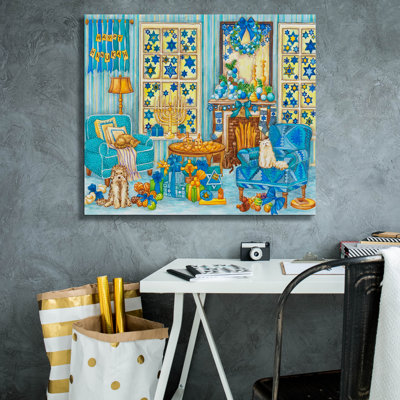 'Hanukah Living Room' by Andrea Strongwater Canvas Wall Art