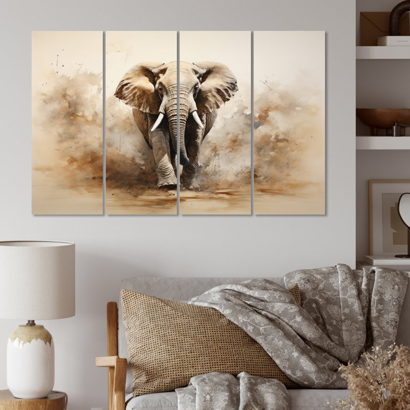 Minimalisme éléphant Grace I - ensemble de décoration murale animaux en métal