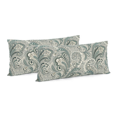20" x 40" Paisley Cotton Linen Lumbar Pillow Covers, Set of 2