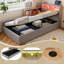 3FT Grey Velvet Daybed with Storage & LED Headboard, USB Charging Ports, Multifunctional Sofa Couch