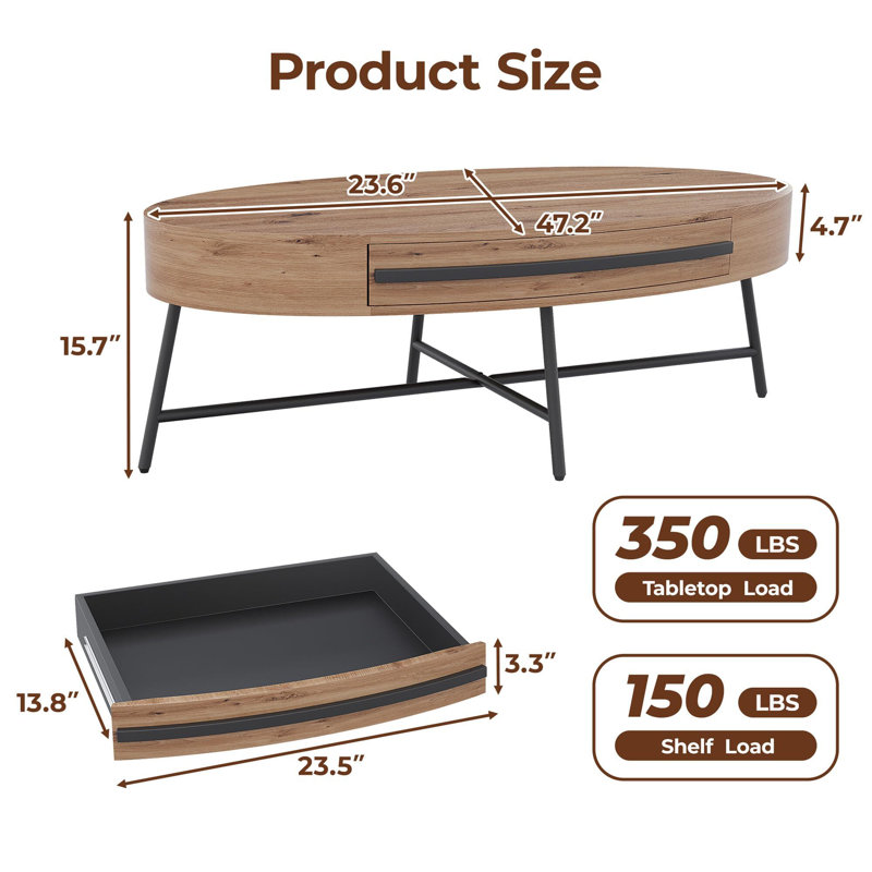 Coffee Table with Storage, Brown