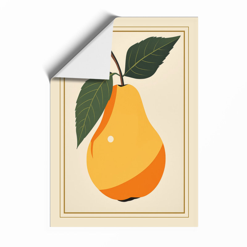 Geometric Pear Botanical - Framed Print, Unframed, A2 - 59.4 x 42.0 cm