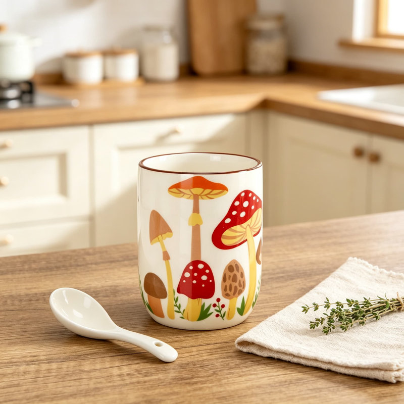 Ceramic / Porcelain Cylinder Utensil Crock