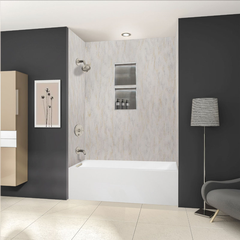 Transolid Unity 60-in x 32-in x 15-in Alcove Acrylic Bathtub Kit With Drain, Right, Bronze